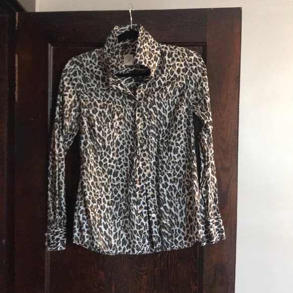 J. Crew Tops - J Crew cheetah spotted collared shirt